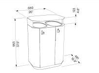 Corbeille de tri sélectif acier 2 flux CHANAZ plan