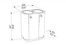 Corbeille de tri sélectif simple acier 2 flux JARSY plan