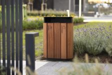 Corbeille tri sélectif 2 flux avec couvercle PRALOGNAN.