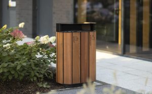 Corbeille tri sélectif 2 flux avec couvercle cendrier TIGNES