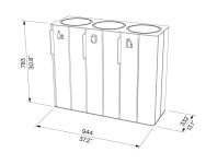 Corbeille tri sélectif 3 flux 38L en bois LACOSTE plan
