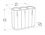 Corbeille tri sélectif en bois 3 grands flux PLANAY plan