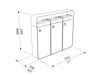 Corbeille tri sélectif robuste 3 flux 45L acier IGON plan