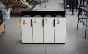 Corbeille tri sélectif tout acier avec protège pluie 4 flux AGDE (2)