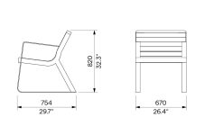Fauteuil bois avec accoudoirs TALENCE plan