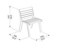 Fauteuil bois petites lames LUSSAN plan