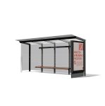 Grand Abribus avec bancs parois latérale et panneau publicitaire SEVRAN
