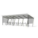 Grand abri vélos L8280mm parois latérales en verre BUCHELAY