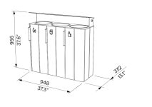 Tri sélectif bois 3 flux 38L avec couvercle AVÈNE.