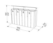 Tri sélectif bois 4x38L avec protège pluie MAUGUIO plan