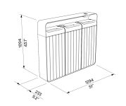 Tri sélectif bois triple flux de 45L avec cendrier AGNOS plan