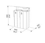 Tri sélectif robuste en bois 2 flux x 38L avec couvercle et cendrier plan
