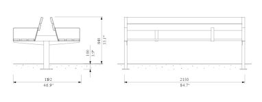 U1-350 banc double long bois ERNÉE plan