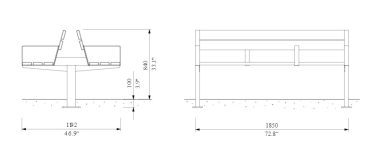 U1-351 ERNÉE banc double bois 1850mm
