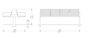 U1-390 banc double tout acier CRAON plan