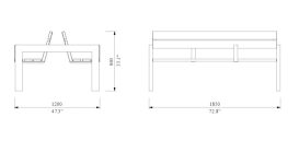U1-450 banc double plan 1850mm