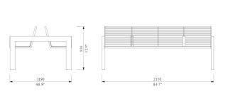U1-490 Banc double tout acier 2150mm SAVENAY