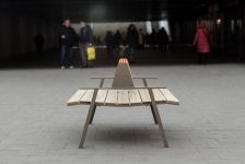 banc bois double dossier acier VAUVERT..
